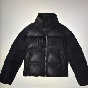 Stella Mc Cartney EUC Girls Fringe Trim Faux Leather Puffer Jacket